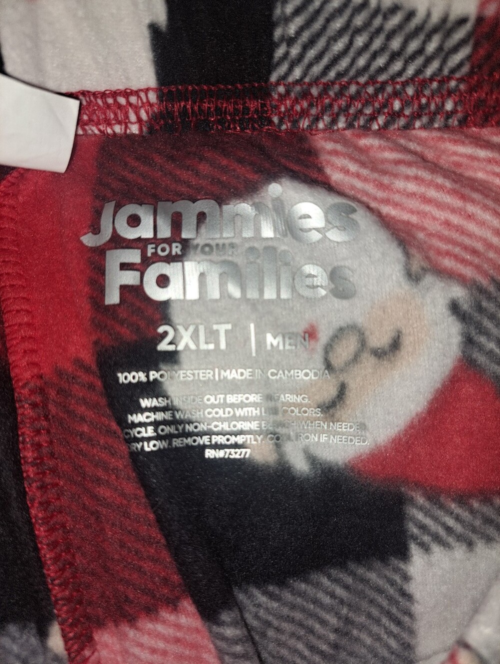 Plaid Santa Print Mens Lounge Pants - Red - Picture 3 of 3